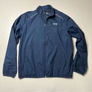 TYR Alliance Nylon Windbreaker Jacket Blue Full Zip Mens Size L